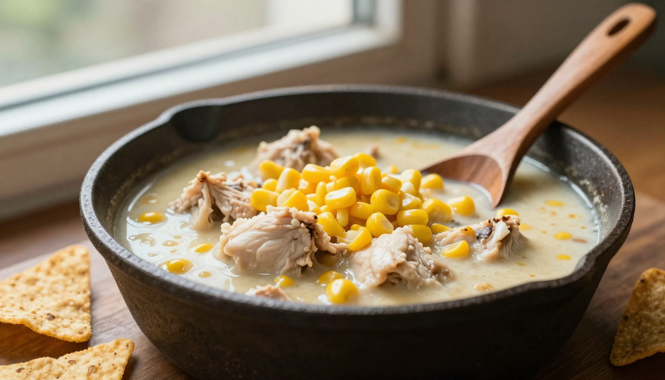 White chicken chili with corn