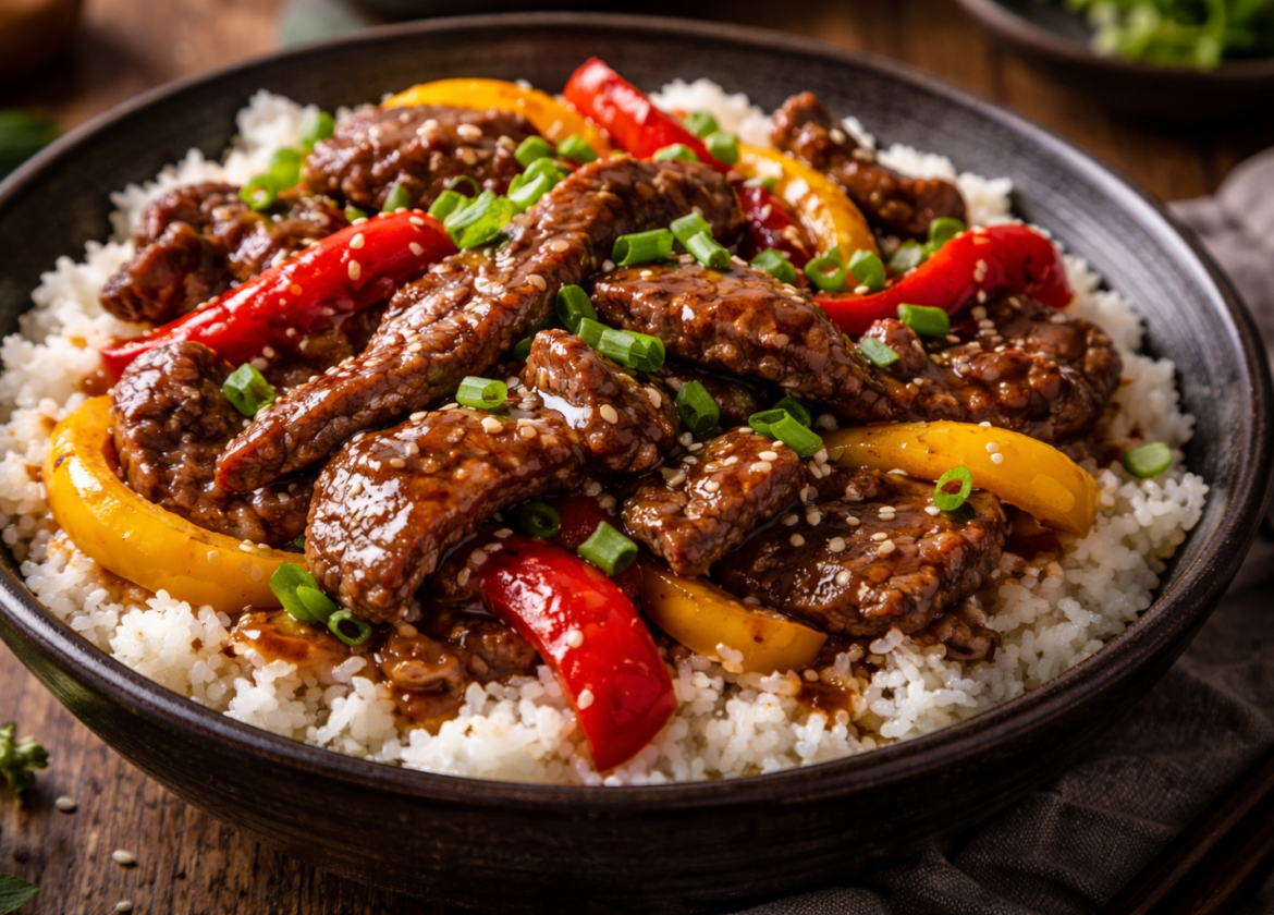 Beef and Pepper Rice Bowl Recipe